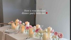Set the table with me for a rose themed dinner party 🌹 #dinnerparty #hosting #valentines