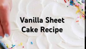 This is the best vanilla sheet cake! Recipe at sugarandsparrow #sheetcake #vanillacake #cake