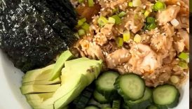 Salmon sushi rice bowls! The perfect macro friendly girl dinner!