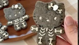 Making Hello Kitty Skeleton Cookies ☠️