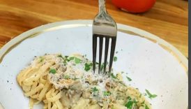 Creamy mushroom linguini #recipe