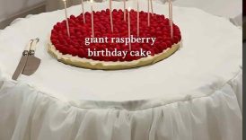 Giant raspberry birthday cake #birthday #cake #birthdaycake #giantcake