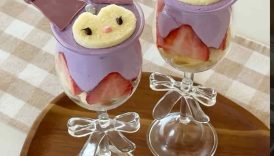 Making Kuromi Ube Strawberry Shortcake Cups