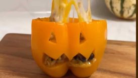 CHEESY Stuffed Peppers 🎃 #puertoricanfood #caribbeanfood