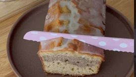 Cinnamon roll inspired loaf cake 💗 #baking #cinnamonroll #loafcake #cake #shorts