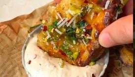 Crispy Loaded Twice Baked Potato Skins #foodasmr #shorts