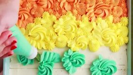 Ombré Rainbow Sheet Cake with the prettiest buttercream piping 🌈 easy cake idea #shorts #cake