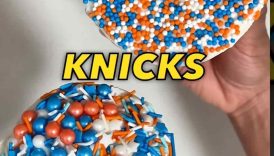 VIRAL Dot Cake But Make It Knicks! 💙🧡 #dotcake #knicks