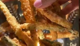 Greek style battered fried zucchini sticks