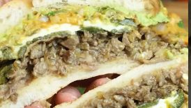 Chiles rellenos steak torta😍. Preorder my cookbook. Full recipe on my website. Link in bio.