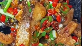 #dark soy bean with fried fish