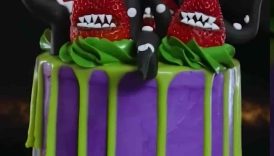 SUPER HAUNTING Tiktok’s Halloween Cake Hack 🤯👻🍓 Ghost Cake #hooplarecipes #shorts #halloween #tiktok