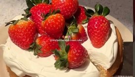 Strawberries and cream cake #cake #strawberry