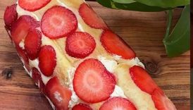 Strawberry Tiramisu Cake 🍓 #easyrecipe #cake #shorts