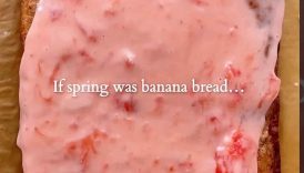 Banana Bread Universe No.7 Pink-Glazed Strawberry Banana Bread #healthydessert #bananabread #baking