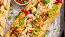 Buffalo Chicken Stuffed Garlic Bread