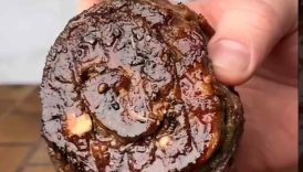 Skirt Steak Pinwheels with homemade pesto.